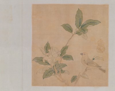 图片[1]-Tapestry flower and bird picture axis-China Archive